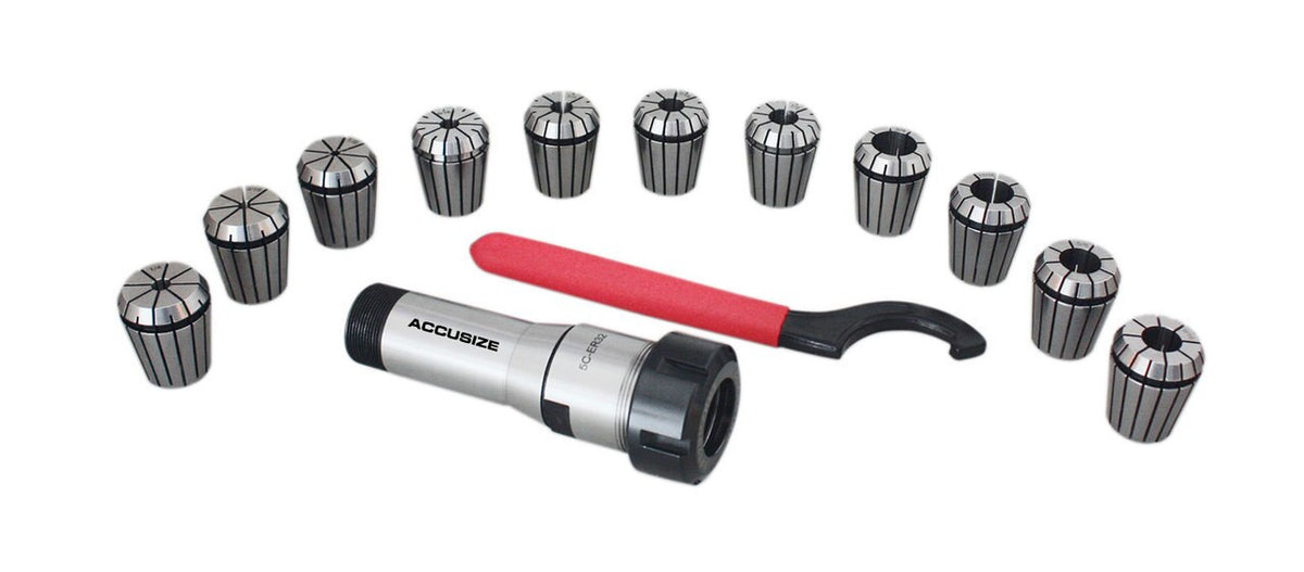 Mandrin ER32 à tige 5C avec ensembles de pinces 11 pièces, 1/8" - 3/4" par 16th, #0223 -0301