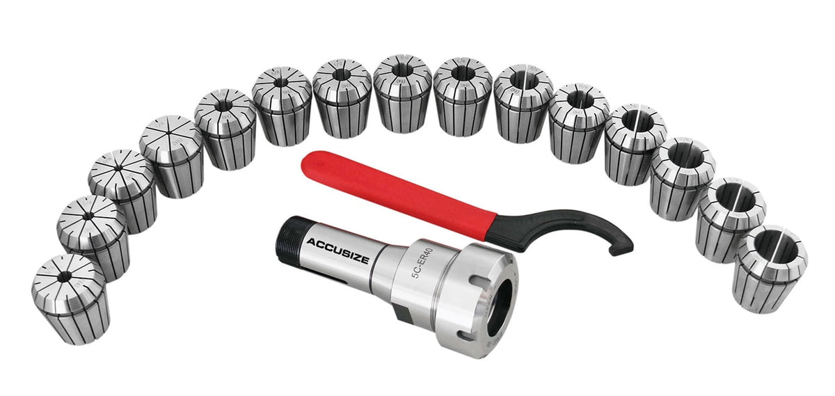 5C Shank ER40 Chuck with 15 pc Collet Set, 1/8" - 1" by 16th, #0223-0302