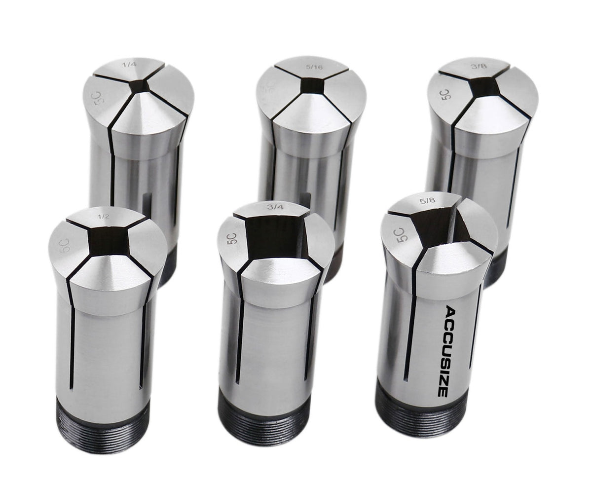 5C Square Collets, 6 Pcs/Set, Size Including 1/4'', 5/16'', 3/8'', 1/2'', 5/8'', and 3/4'',  0223-0310