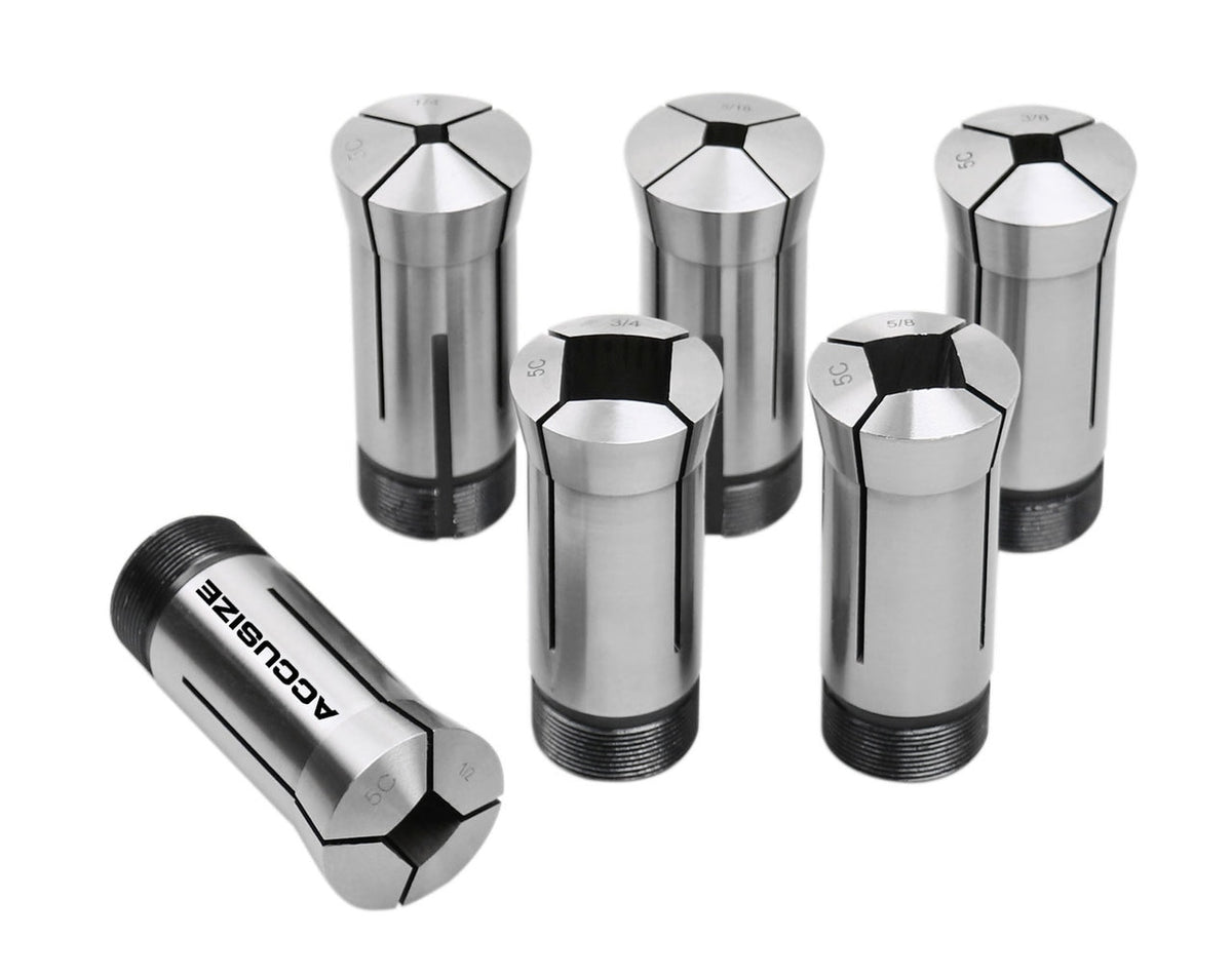 5C Square Collets, 6 Pcs/Set, Size Including 1/4'', 5/16'', 3/8'', 1/2'', 5/8'', and 3/4'',  0223-0310