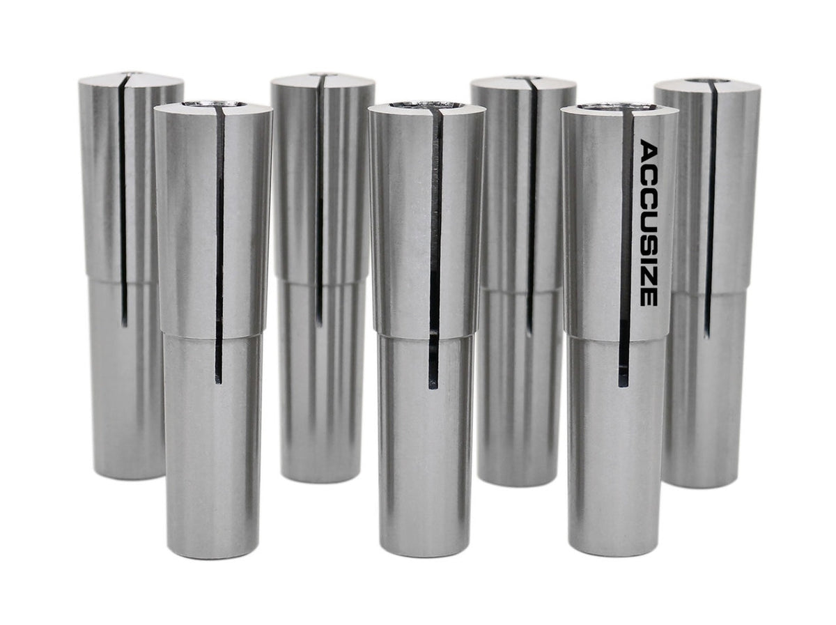 Morse Taper #2 Round Collet Set, 7 Pcs/Set, Size Including 1/8", 3/16", 1/4", 5/16", 3/8", 7/16", & 1/2", 0223-0311