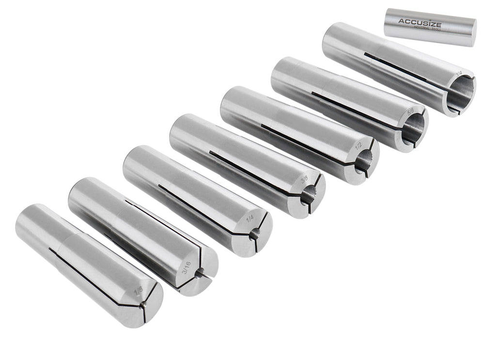 7 Pc. T3 Round Collet Set 1/8" 1/4" 3/8" 1/2" 5/8" 3/4" 3/16" Drawbar