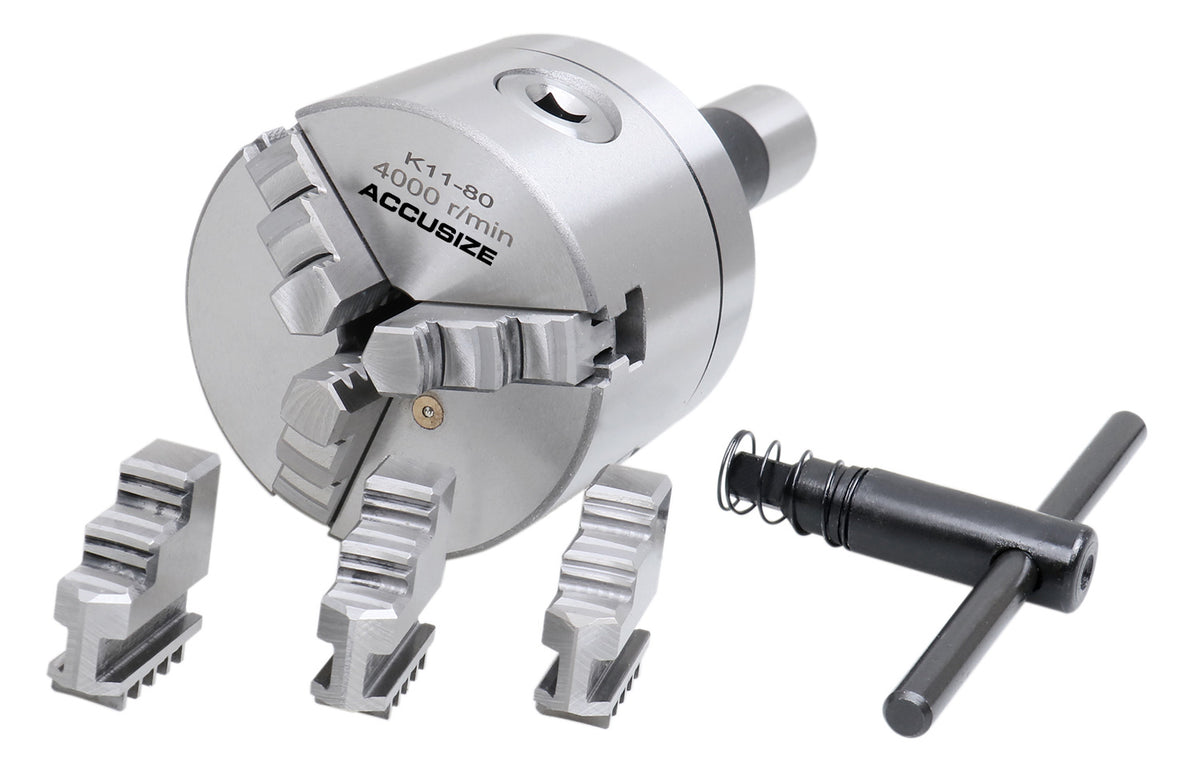 R8 Precision Lathe Chucks, 3-Jaw Self-Centering Scroll, Quick Change L