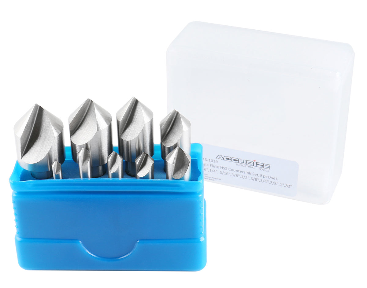 9 Pc Single Flute H.S.S. Countersink Set, 82 Degrees, Ground, 0245-1029