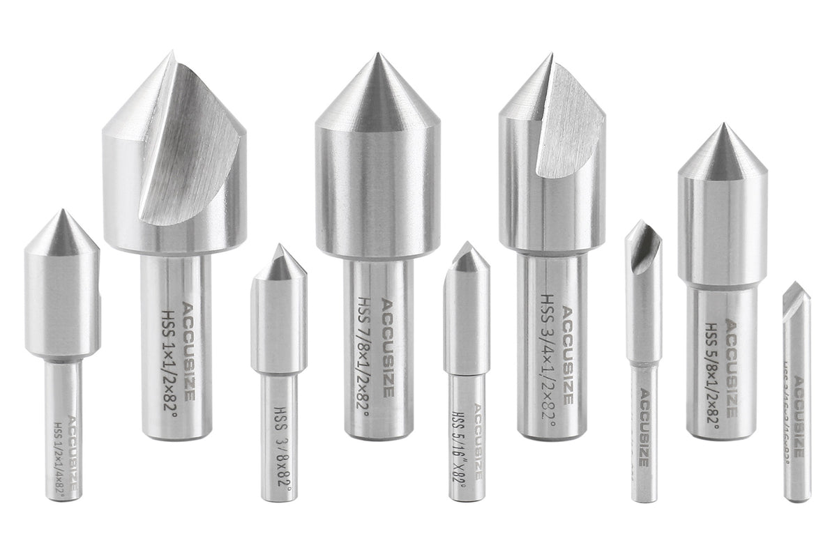 9 Pc Single Flute H.S.S. Countersink Set, 82 Degrees, Ground, 0245-1029