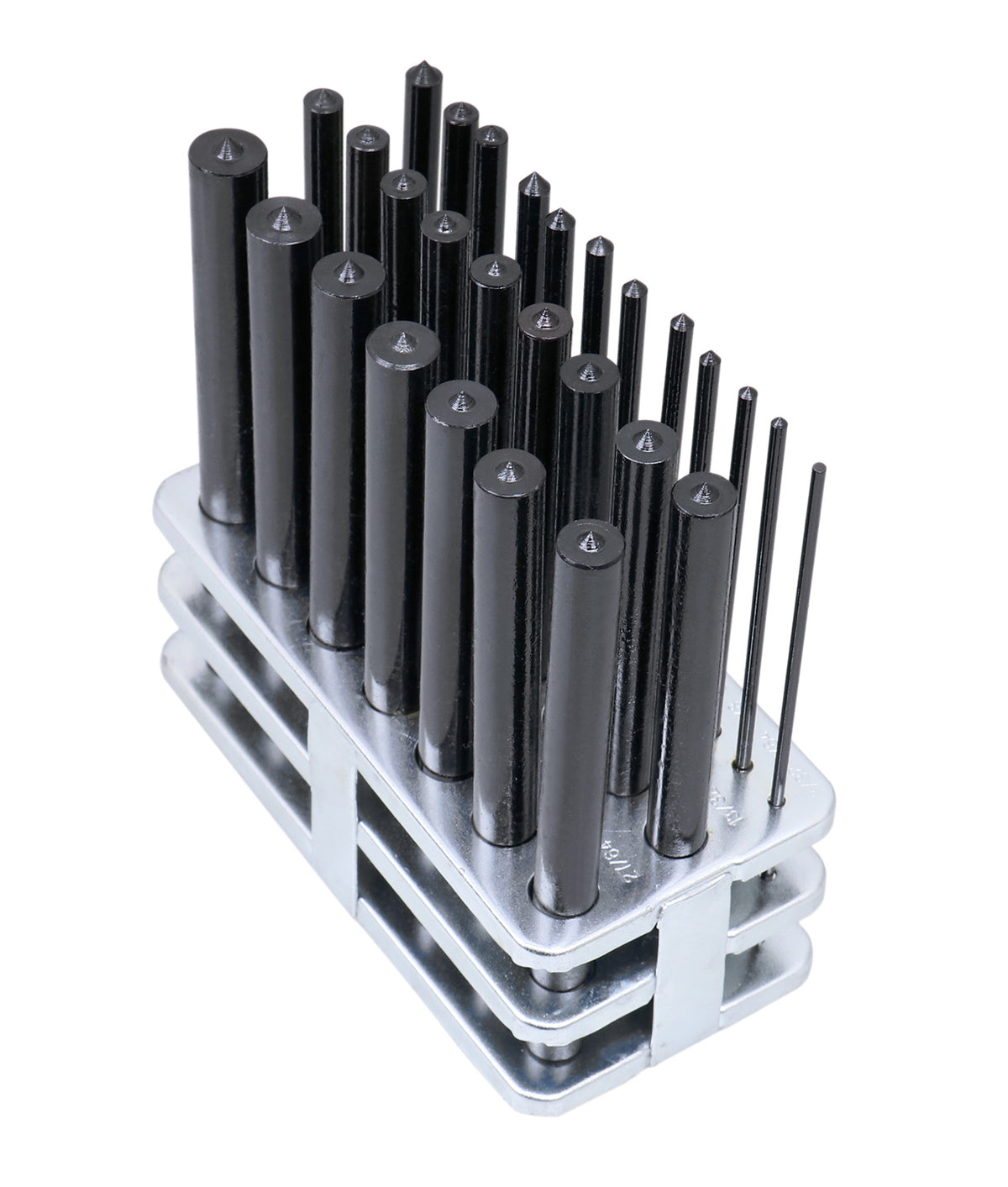 28 Pcs Transfer Punch Set, 3/32'' to 1/2'' by 64ths in Metal Index, 0250-0028