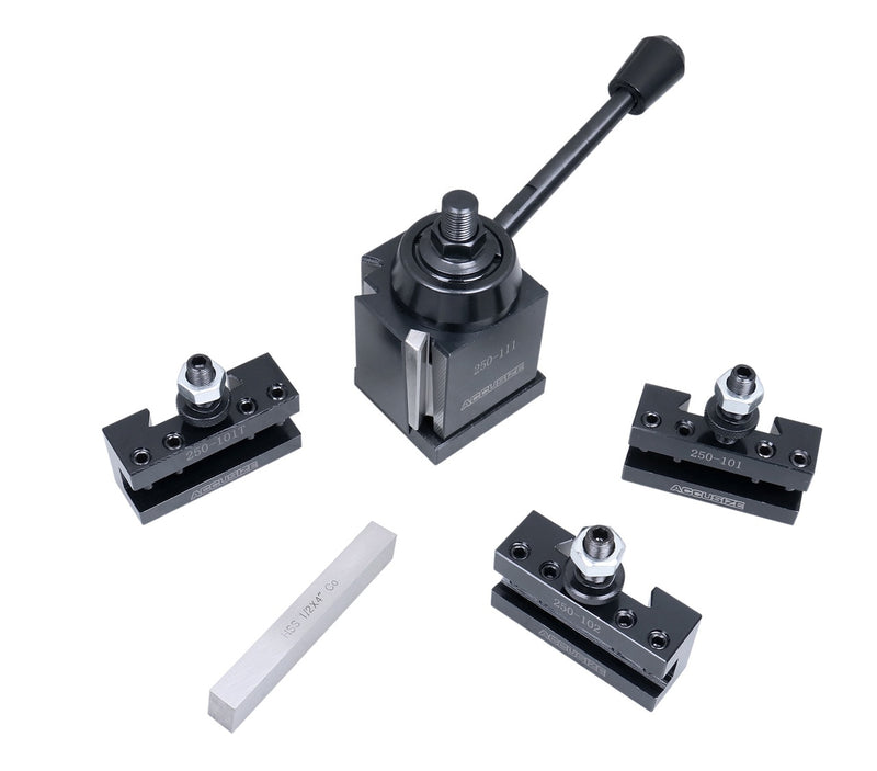 4 Pc Wedge Type Quick Change Tool Post Set for Lathe Swing 6'' - 12'' with 1/2'' M35 Square Lathe Bit, 0251-0155