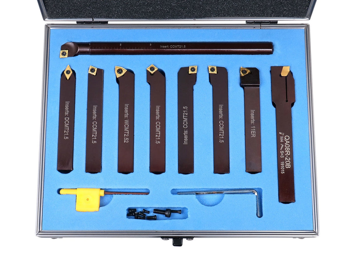 1/2" 9 pièces/jeu, outils de tournage en carbure indexables et barre d'alésage, 2988-0012
