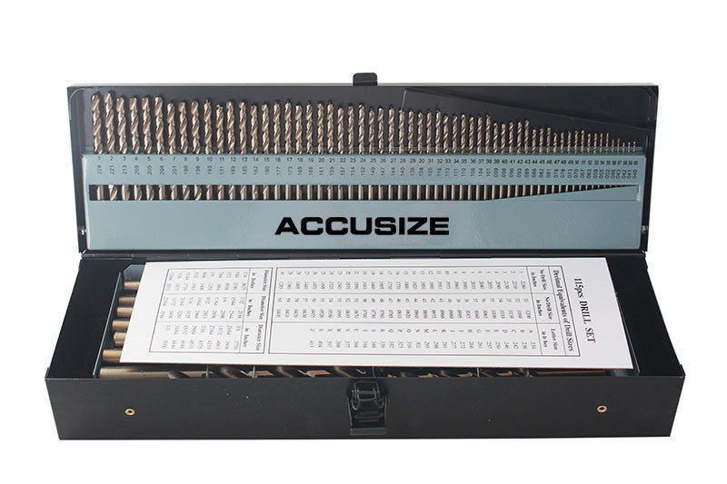 M35 HSS+5% Cobalt Premium 115 Pcs Drill Set 3-in-1, 135 deg split point, 1/16-1/2" + #1 to 60 + A to Z, Fully Ground
