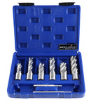 Slugger Cutter Set, 9/16", 11/13", & 13/16" Cut Dia, 1" & 2" Cut Depth, 3/4" Weldon Shank, 2 Pilot Pins, 8 Pcs, 0519-0002