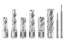 Slugger Cutter Set, 9/16", 11/13", & 13/16" Cut Dia, 1" & 2" Cut Depth, 3/4" Weldon Shank, 2 Pilot Pins, 8 Pcs, 0519-0002