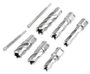 Slugger Cutter Set, 9/16", 11/13", & 13/16" Cut Dia, 1" & 2" Cut Depth, 3/4" Weldon Shank, 2 Pilot Pins, 8 Pcs, 0519-0002