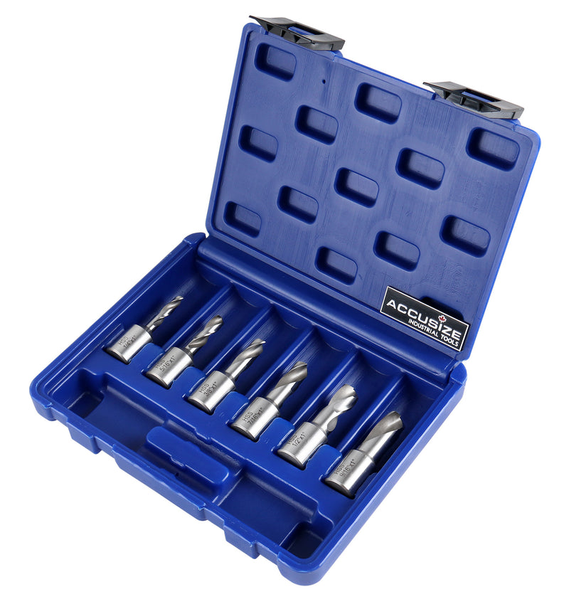 6pcs/Set H.S.S. Fully Ground Drill Set with 3/4" Weldon Shank, 1inch Cutting Depth, 0519-2501