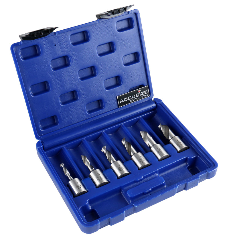 6pcs/Set H.S.S. Fully Ground Drill Set with 3/4" Weldon Shank, 1inch Cutting Depth, 0519-2501