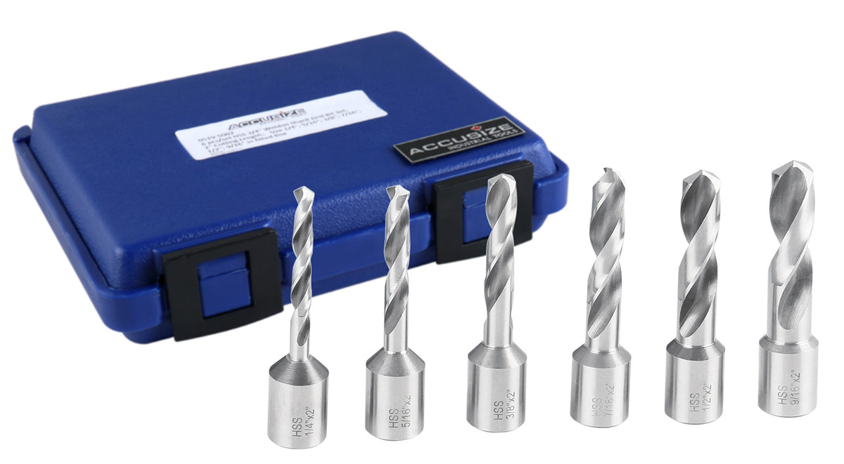 6pcs/Set H.S.S. Fully Ground Drill Sets with 3/4" Weldon Shank, 2inch Cutting Depth, 0519-5002