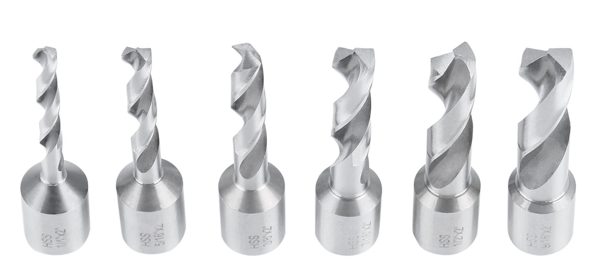 6pcs/Set H.S.S. Fully Ground Drill Sets with 3/4" Weldon Shank, 2inch Cutting Depth, 0519-5002
