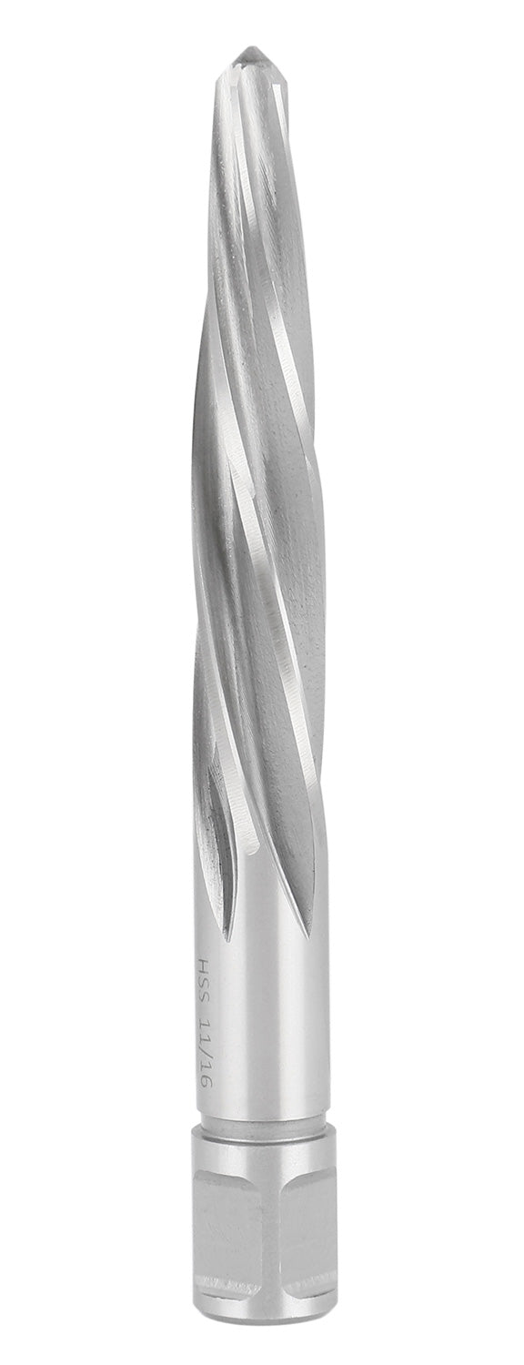 11/16'' H.S.S. Aligning Reamer with 3/4'' / 0.75'' Weldon Shank, Spiral Flute, 0521-1116