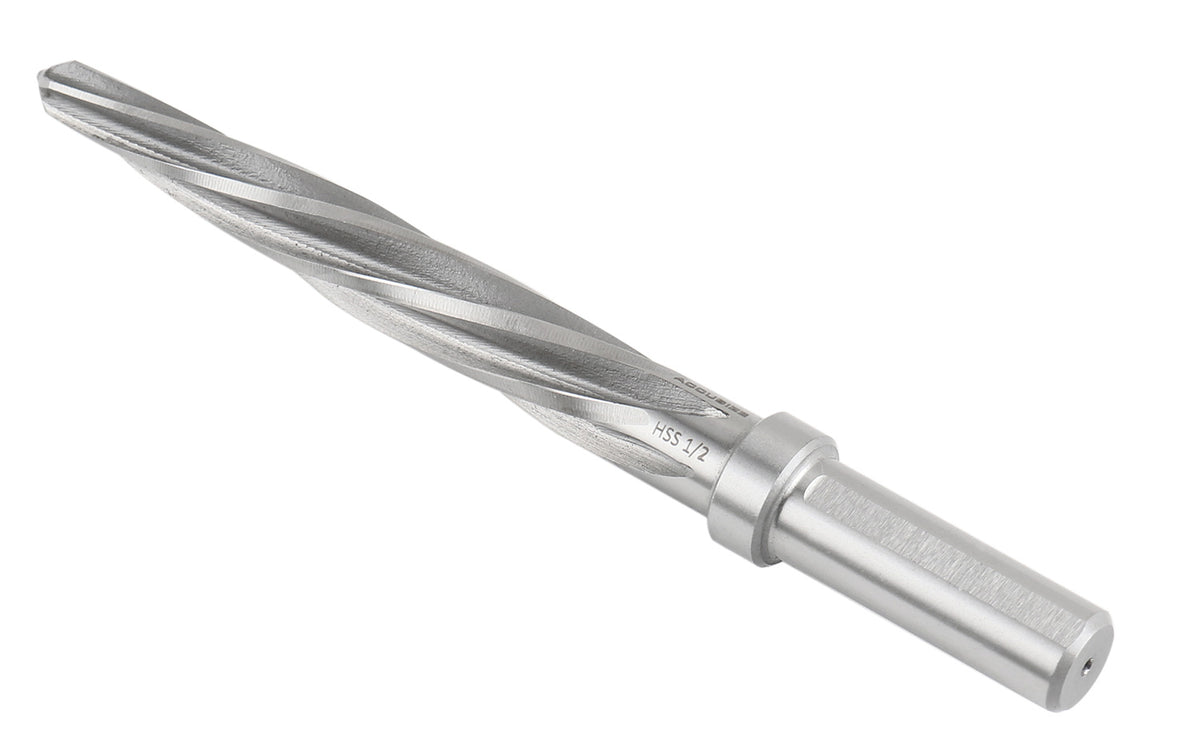 Alésoir d'alignement H.S.S., flûte spirale, tige droite de 3/8" ou 1/2" avec 3 égaux plat