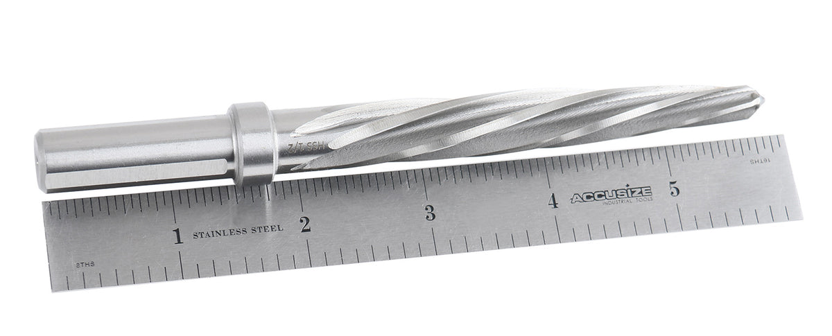 Alésoir d'alignement H.S.S., flûte spirale, tige droite de 3/8" ou 1/2" avec 3 égaux plat