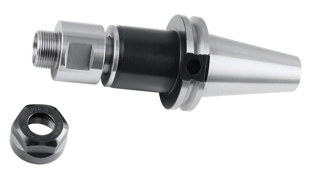 Cat40 to Er20 Premium Floating Tap Collet Chuck, 5/8'' to 11 Rear Thread, 0537-5984