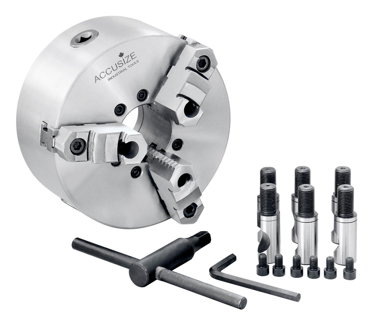 8''/200 mm 2-Piece Reversible Jaws 3-Jaw Chuck, D1-6, Direct Mount, 2.362'' Center Hole, 0559-0104