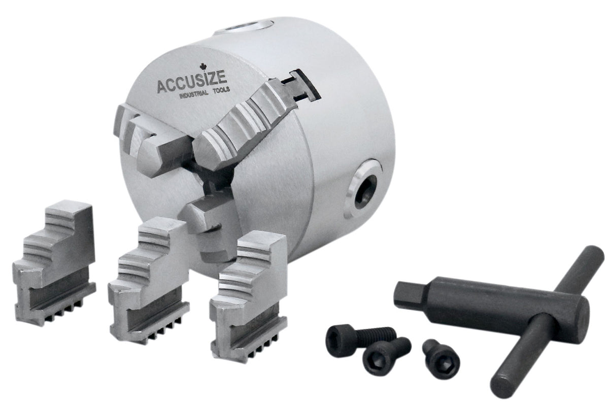 thumbnail image 2 of Accusize 8 Inch 3-Jaw Lathe Chuck - Plain Back With Reversible Jaws 2 of 12