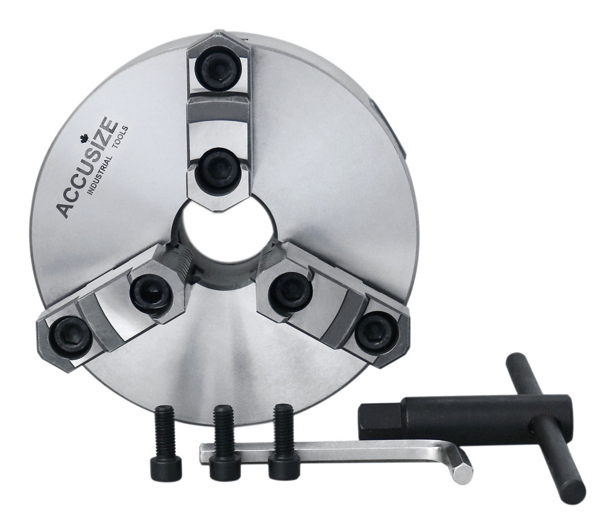 6''/160 mm 3-Jaw Chuck, Plain Back, 2 Piece Reversible Jaws, 1.575'' Center Hole, 0559-0114