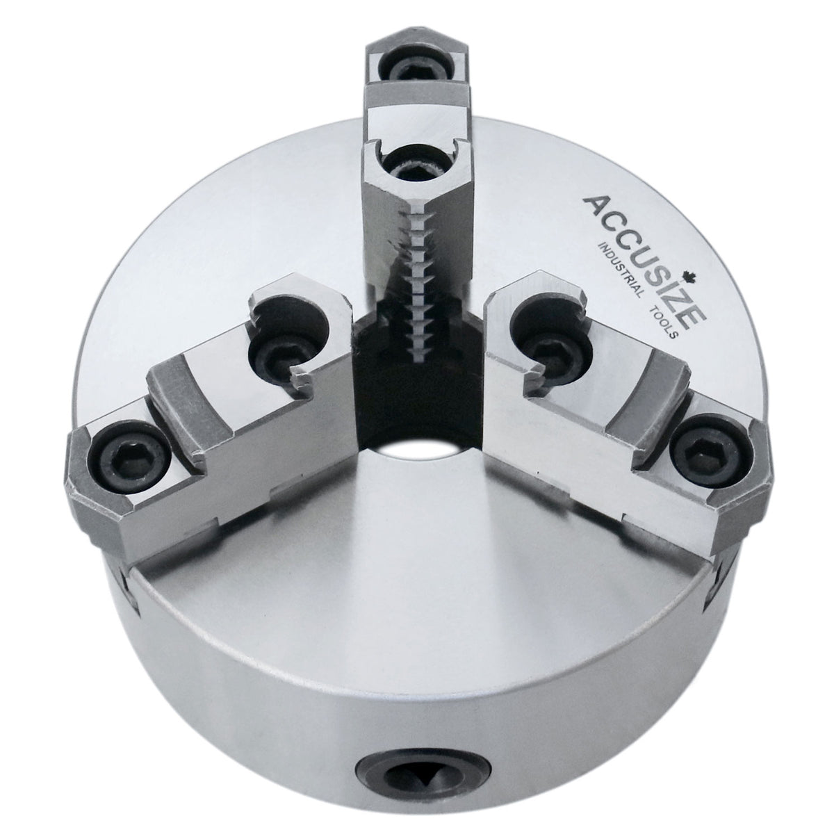 6''/160 mm 3-Jaw Chuck, Plain Back, 2 Piece Reversible Jaws, 1.575'' Center Hole, 0559-0114
