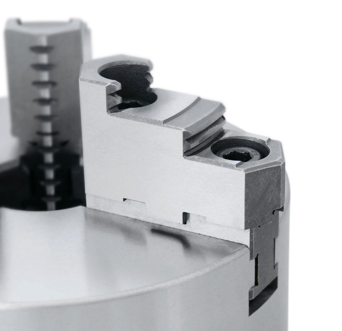 6''/160 mm 3-Jaw Chuck, Plain Back, 2 Piece Reversible Jaws, 1.575'' Center Hole, 0559-0114