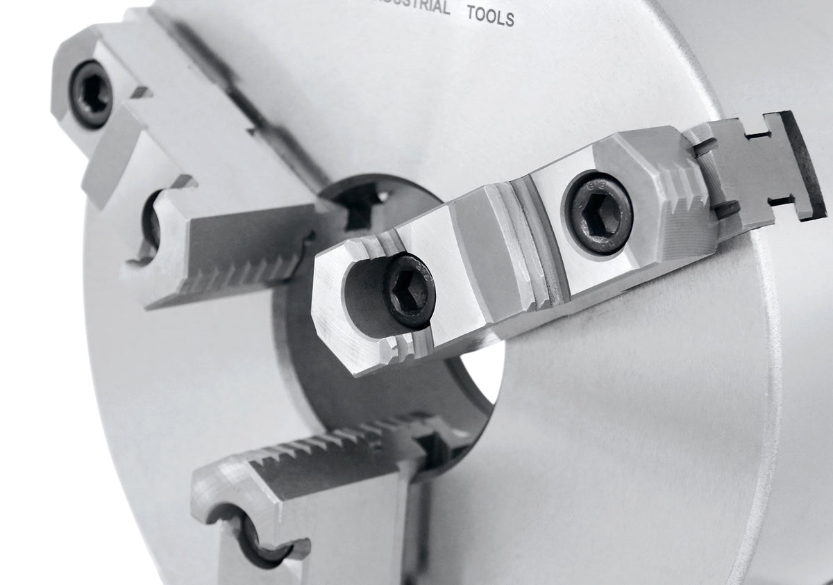 10''/250 mm 3-Jaw Chuck, Plain Back, 2 Piece Reversible Jaws, 3.150'' Center Hole, 0559-0116