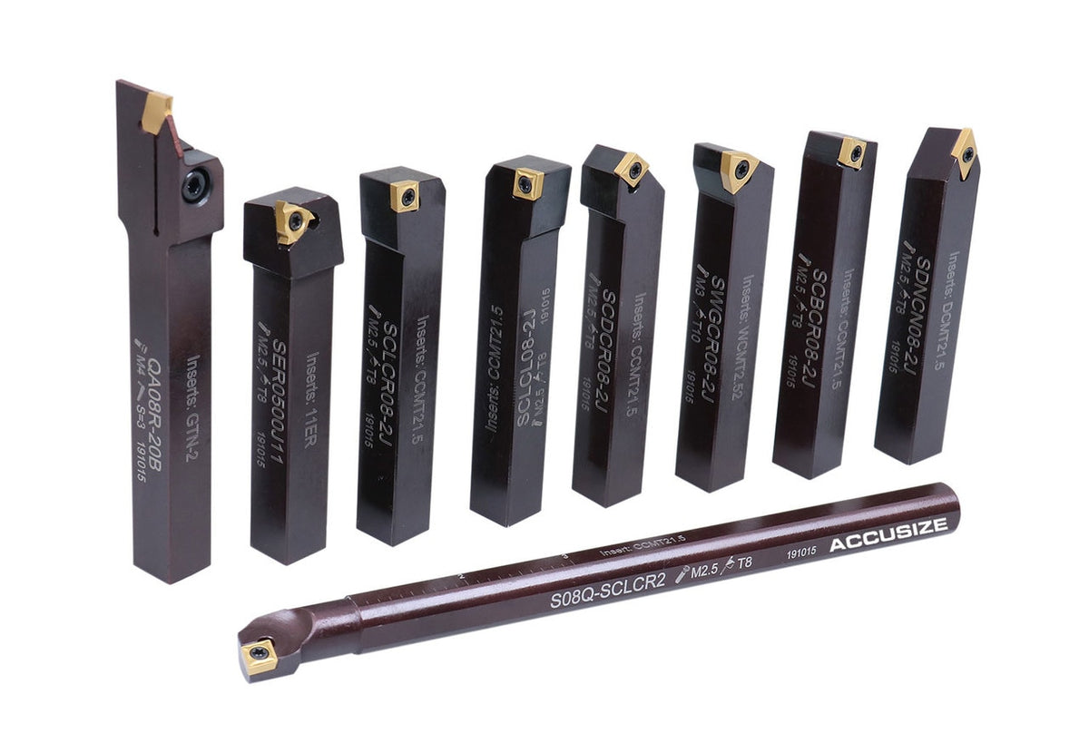 1/2" 9 pièces/jeu, outils de tournage en carbure indexables et barre d'alésage, 2988-0012