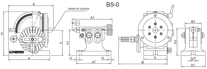 BS-0-BH, 4 inch Semi-Universal Dividing Head,1001-050