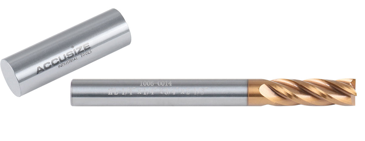 1/4'' 4 Flute, 1/4 by 1/4 by 3/4 by 2'' Tialn Coating Micrograin Solid Carbide End Mill, 1006-0014
