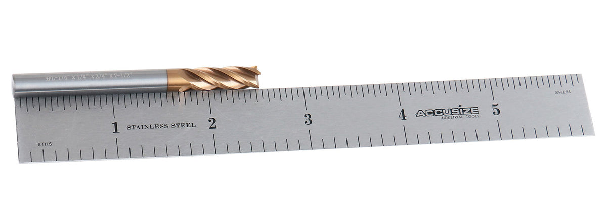 1/4'' 4 Flute, 1/4 by 1/4 by 3/4 by 2'' Tialn Coating Micrograin Solid Carbide End Mill, 1006-0014