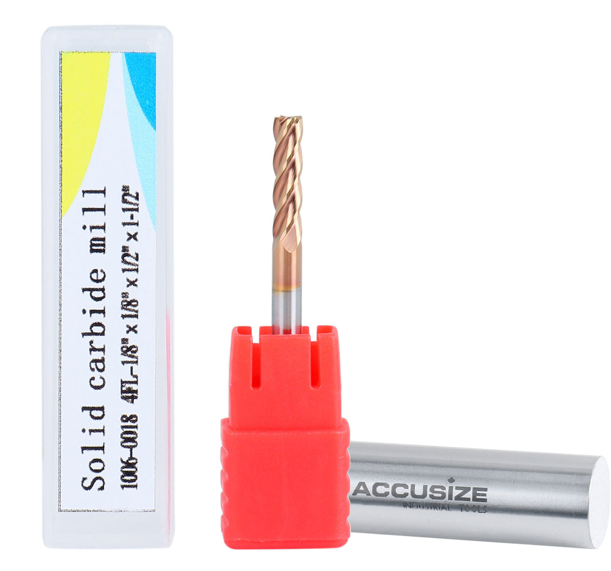 1/8'' 4 Flute, 1/8 by 1/8 by 1/2 by 1-1/2'' Tialn Coating Micrograin Solid Carbide End Mill, 1006-0018