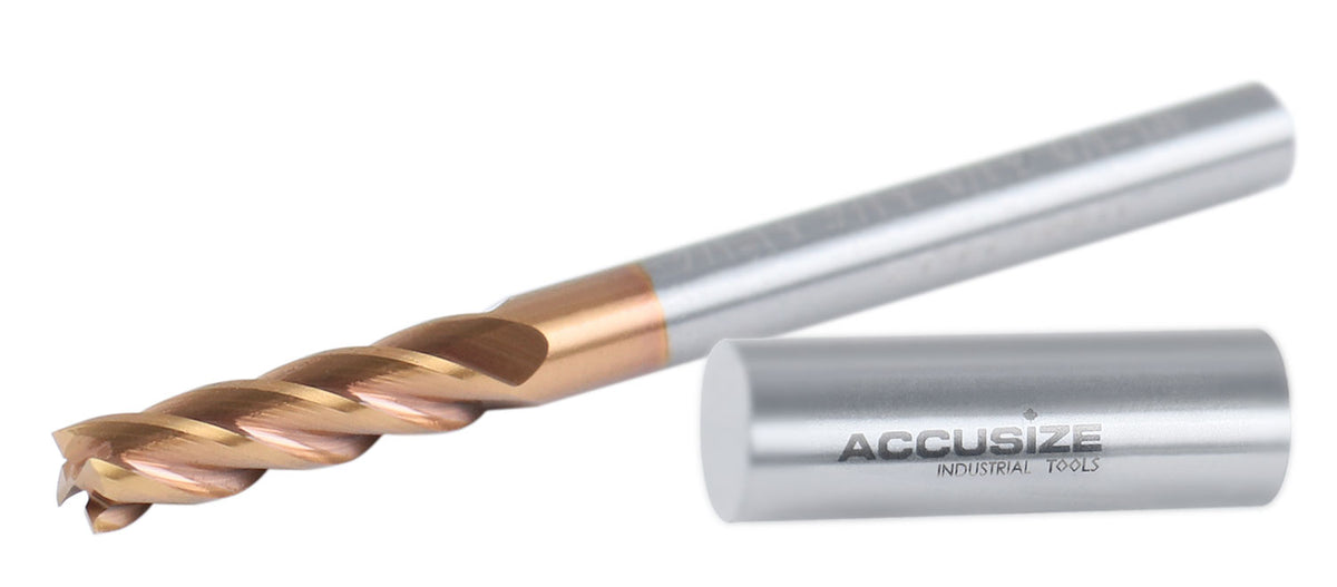 1/8'' 4 Flute, 1/8 by 1/8 by 1/2 by 1-1/2'' Tialn Coating Micrograin Solid Carbide End Mill, 1006-0018