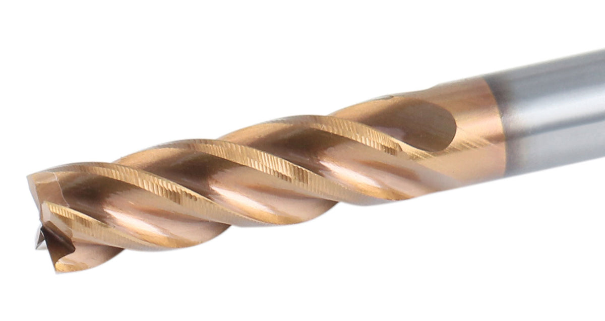 3/16'' 4 Flute, 3/16 by 3/16 by 5/8 by 2'' Tialn Coating Micrograin Solid Carbide End Mill, 1006-0316