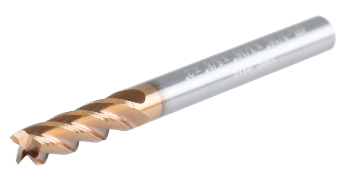 3/16'' 4 Flute, 3/16 by 3/16 by 5/8 by 2'' Tialn Coating Micrograin Solid Carbide End Mill, 1006-0316