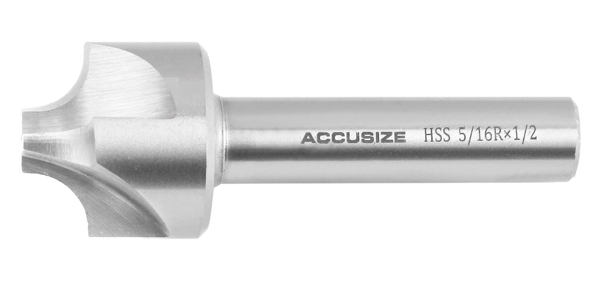 Hss Corner Roudning End Mill, 5/16'' Radius, 1/2'' Shank Diameter, 1-1/8'' Largest Diameter, 3-1/4'' Oal, 1011-0512