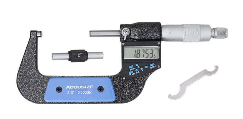 Electronic Digital Micrometers, 7 Keys, 0-1", 1-2", 2-3", 3-4", 4-5", & 5-6", inch, imperial