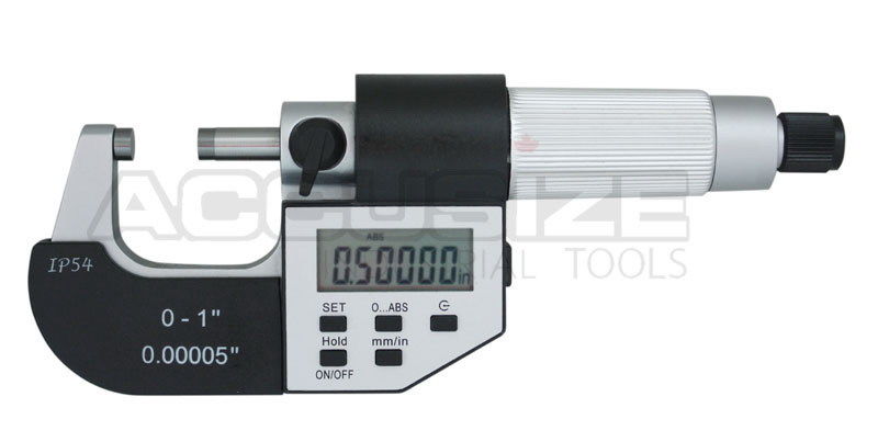 5-Key Electronic Digital Outside Micrometers, IP54, Ratchet Friction Thimble Type