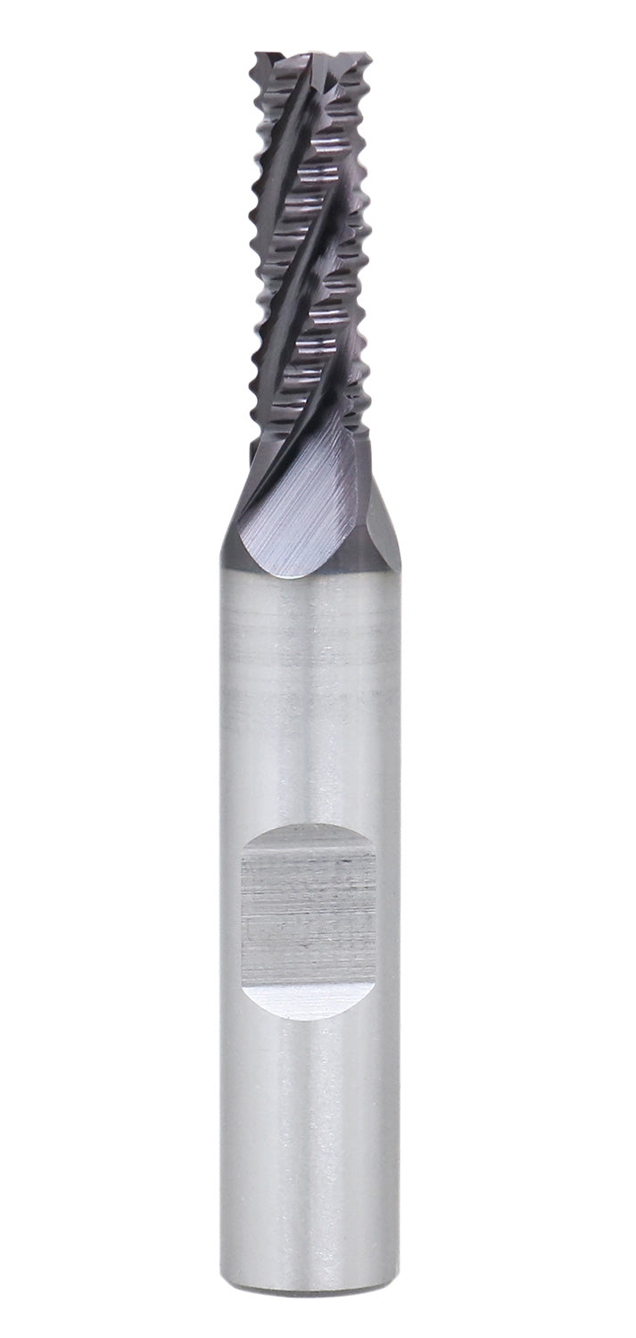 Standard Tooth M42 8% Cobalt Tialn Roughing End Mill, 1/4'' by 3/8'' by 3/4'' Flt Length, 1102-0014