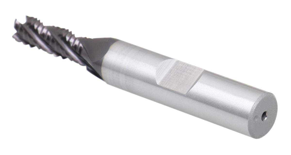 Standard Tooth M42 8% Cobalt Tialn Roughing End Mill, 1/4'' by 3/8'' by 3/4'' Flt Length, 1102-0014
