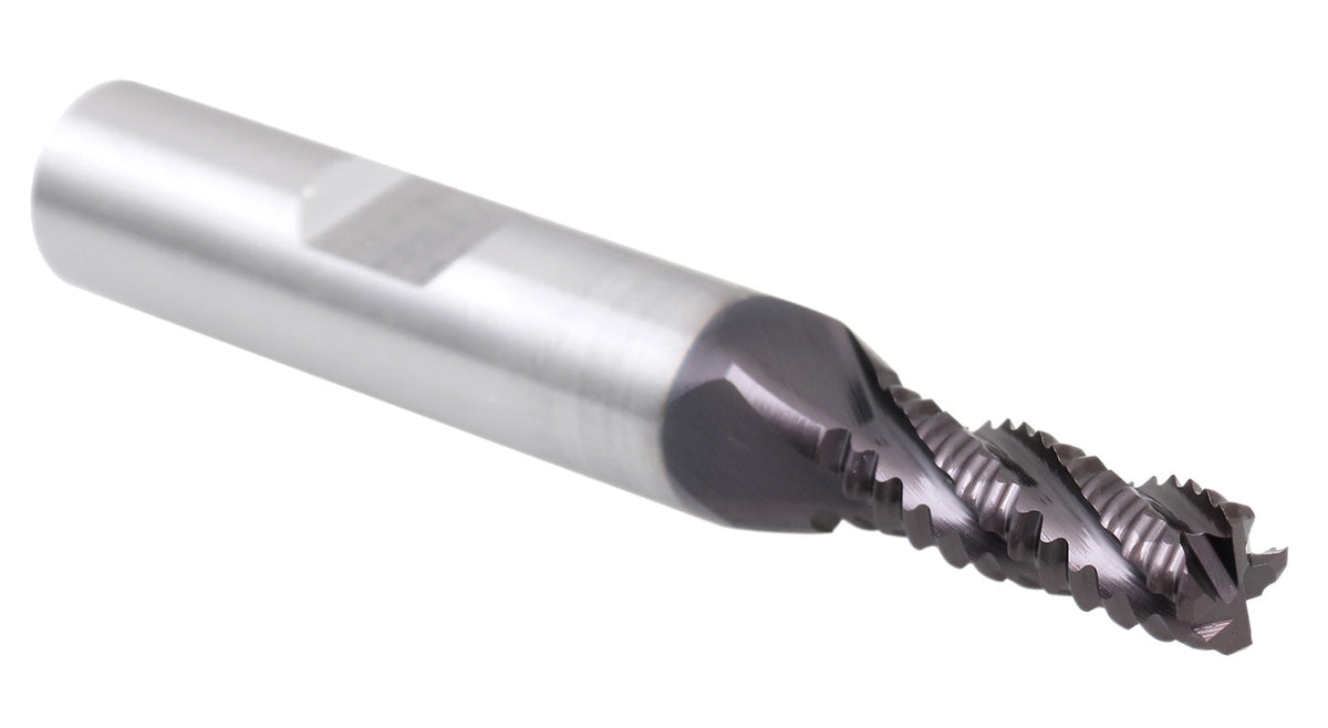 Standard Tooth M42 8% Cobalt Tialn Roughing End Mill, 1/4'' by 3/8'' by 3/4'' Flt Length, 1102-0014