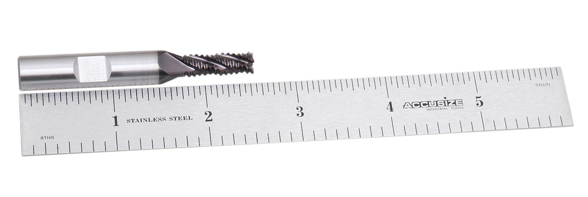 Standard Tooth M42 8% Cobalt Tialn Roughing End Mill, 1/4'' by 3/8'' by 3/4'' Flt Length, 1102-0014
