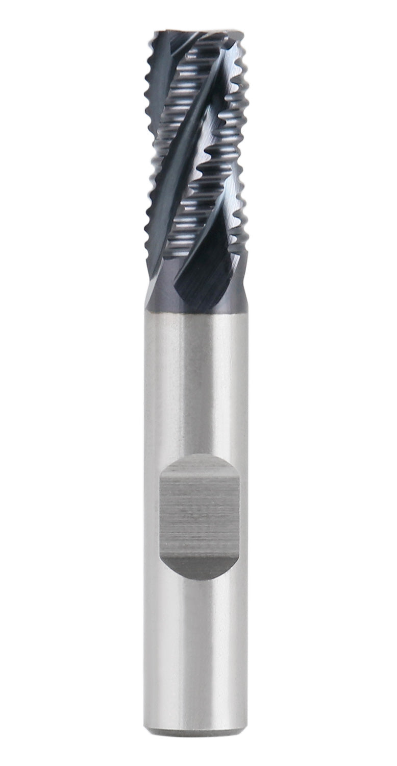 Standard Tooth M42 8% Cobalt Tialn Roughing End Mill, 3/8'' by 3/8'' by 3/4'' Flt Length, 1102-0038