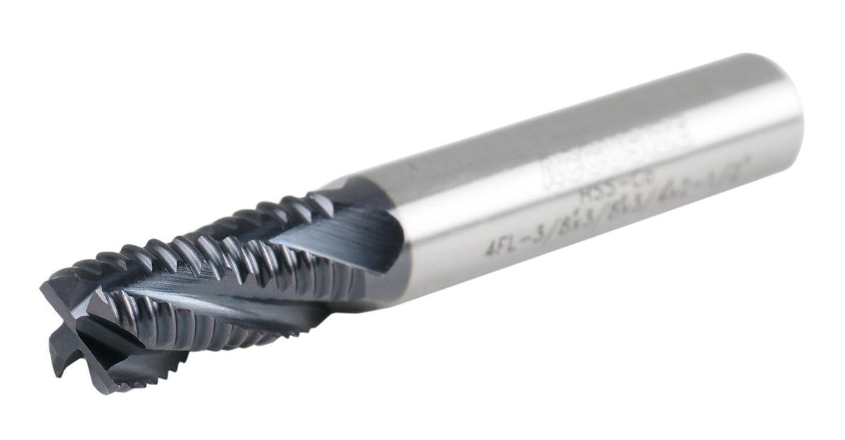 Standard Tooth M42 8% Cobalt Tialn Roughing End Mill, 3/8'' by 3/8'' by 3/4'' Flt Length, 1102-0038