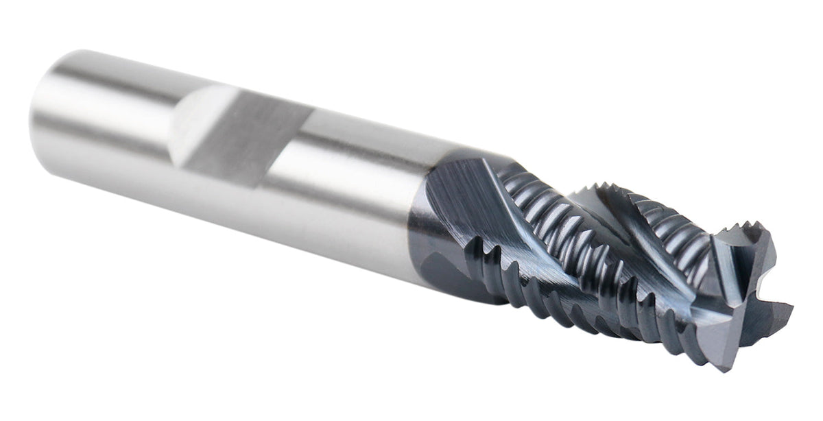 Standard Tooth M42 8% Cobalt Tialn Roughing End Mill, 3/8'' by 3/8'' by 3/4'' Flt Length, 1102-0038