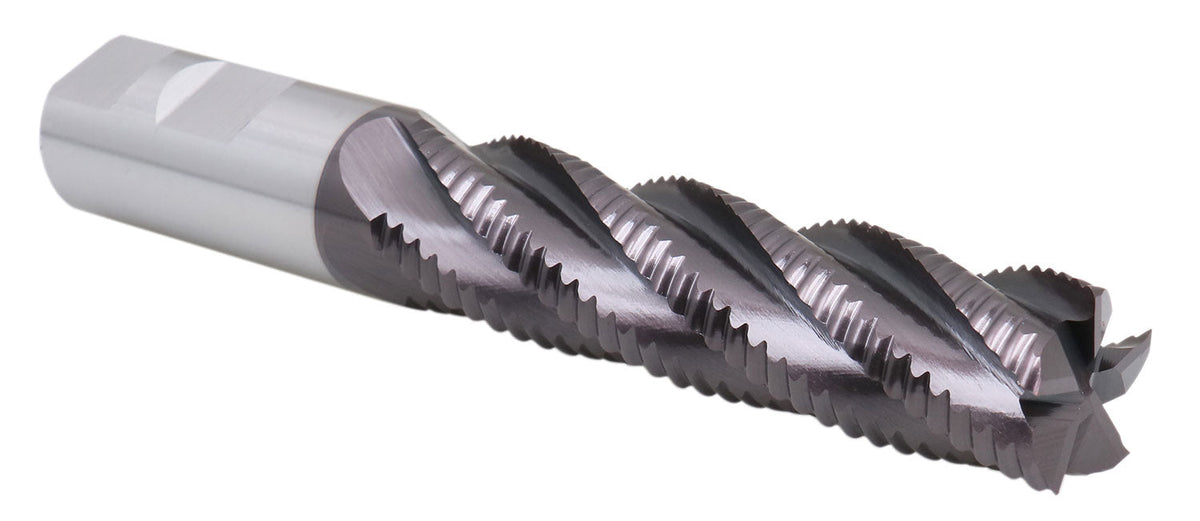 Standard Tooth M42 8% Cobalt Tialn Roughing End Mill, 1'' by 1'' by 4'' Flt Length, 1102-0114