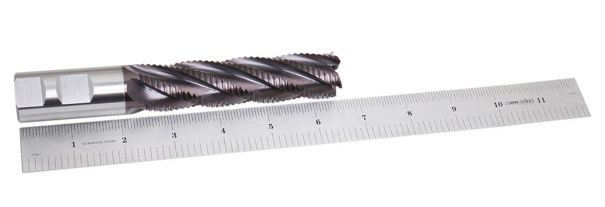 Standard Tooth M42 8% Cobalt Tialn Roughing End Mill, 1'' by 1'' by 4'' Flt Length, 1102-0114